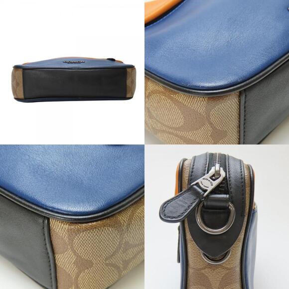 Coach Shoulder Bag 89899 Camera Signature Leather Navy Multicolor Men's COACH